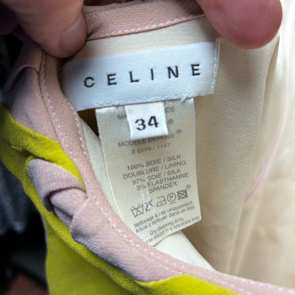 CELINE Vintage Y2K circa 2005 open back yellow and pink dress - Picture 8 of 8
